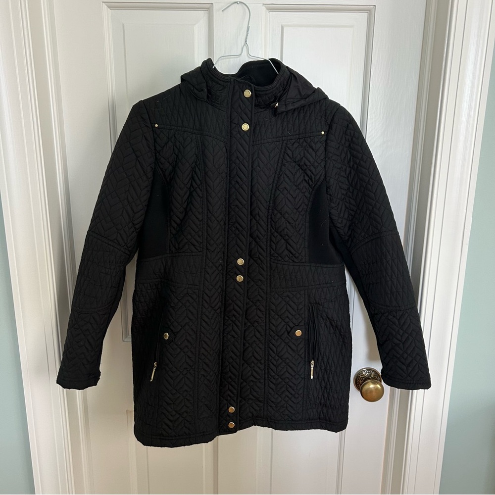 Weatherproof Black Quilted Hooded Jacket